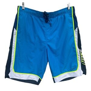 Nike Swim Trunks‎ Mens Blue Mesh Lined Polyester Drawstring Swoosh Logo, Size M